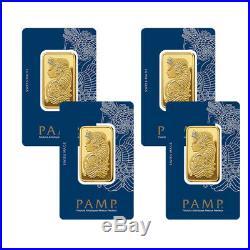 Lot of 4 Gold 1 oz PAMP Gold Suisse Lady Fortuna. 9999 Fine Sealed Bars