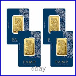 Lot of 4 Gold 1 oz Random Brand. 9999 fine Gold Bars in Sealed Assay Cards
