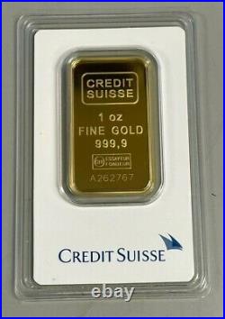 Lot of 4 Gold Credit Suisse 1 oz Bars of. 9999 fine Gold in Sealed Assay Cards