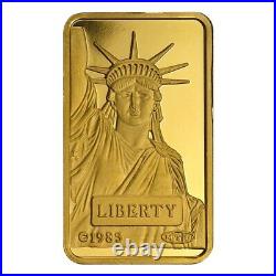 Lot of 5 1 gram Credit Suisse Statue of Liberty Gold Bar. 9999 Fine (In Assay)