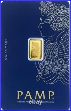 Lot of 5 1 gram Gold Bar PAMP Suisse Fortuna. 9999 Fine Gold In Sealed Assay