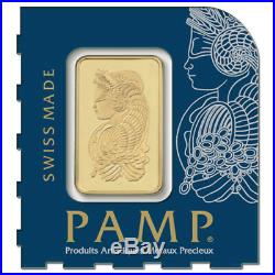 Lot of 5 1 gram Gold Bar PAMP Suisse Lady Fortuna. 9999 Fine In Assay from