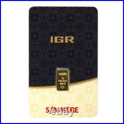 Lot of 5 1 gram IGR. 9999 Fine Gold Bar Istanbul Gold Refinery Sealed Assay