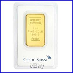 Lot of 5 1 oz Credit Suisse Gold Bar. 9999 Fine (In Assay)