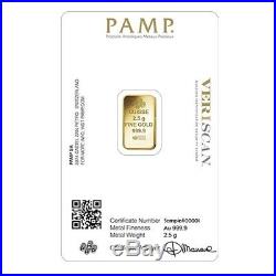 Lot of 5 2.5 gram Gold Bar PAMP Suisse Lady Fortuna Veriscan. 9999 Fine In