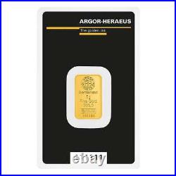 Lot of 5 5 gram Argor Heraeus Gold Bar. 9999 Fine (In Assay)