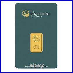 Lot of 5 5 gram Perth Mint Gold Bar. 9999 Fine (In Assay)