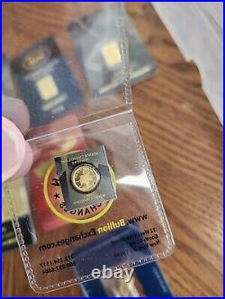 Lot of 7 Mixed Brands GOLD gram Bar And Coin. 9999 Fine Storage Case 12.5 Grams