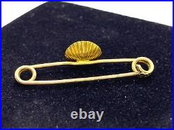 Lovely Antique Victorian 9CT Gold & Coral Clam Shell Bar Brooch Pin 1.5 grams