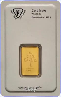 Metalor 5g Gold Bar Pure 24ct 999.99 5 gram NEW Bullion Investment Gold 24k Fine