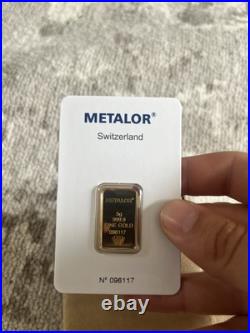 Metalor 5g Gold Bar Pure 24ct 999.99 5 gram NEW Bullion Investment Gold 24k Fine