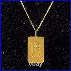 NYJEWEL CMP Paris 5g 999.9 24k Fine Gold Bar Pendant With Gold Hook