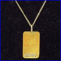 NYJEWEL CMP Paris 5g 999.9 24k Fine Gold Bar Pendant With Gold Hook