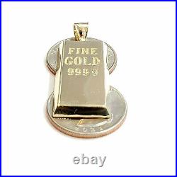 New 10k Yellow Gold 999.9 fine 3D gold bar brick bar Pendant charm jewelry 6.5g