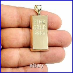 New 10k Yellow Gold 999.9 fine 3D gold bar brick bar Pendant charm jewelry 6.5g