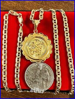 New 18K Fine 750 Saudi Real Gold Mens Women's Dragon Necklace 22 Long 4mm 11.2g