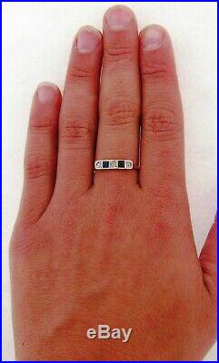 Original Art Deco Diamonds Sapphires Platinum 18K Gold Bar Ring