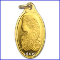 Original'Fortuna' 5 gram Pamp Suisse Fine Gold Oval Pendant + Bale In Assay
