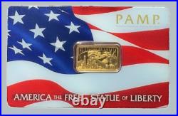 PAMP America the Free Statue of Liberty 5 g Gold Bar 999.9 Fine (Sealed Assay)