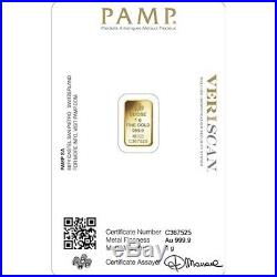 PAMP Fortuna 1g Gram Fine Gold Bar Investment Bullion 999.9 Sealed Certificate