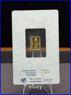PAMP Suisse 1 Gram. 9999 Fine Gold Rose Bar Sealed In Assay