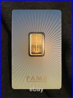 PAMP Suisse 5 gram Gold Bar Romanesque Cross 999.9 Fine Sealed Assay Beautiful