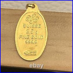 PAMP Suisse. 999 Fine Gold Pendant Fine Yellow Gold 2.5 Gram 1 Bar Essayer 24kt