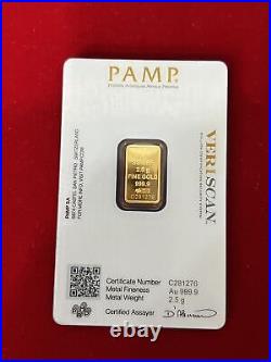 PAMP Suisse Lady Fortuna. 9999 Fine 2.5 Gram Gold Bar