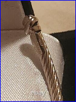PHILLIP GRAVRIEL Silver & 18K Gold Bar 3mm Italian Cable Bangle Fine Jewelry