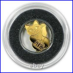 Palau Maneki Neko Lucky Cat. 9999 Fine 1/2 Gram Gold $1 New