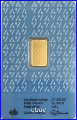 Pamp Acre Gold Swiss 2.5 Grams. 9999 Fine Bar Sealed Assay Coa Card In Box Pamp Acre Gold Swiss 2.5 Grams. 9999 Fine Bar Sealed Assay Coa Card In Box