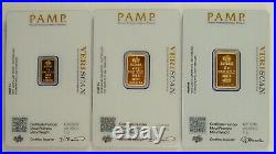 Pamp Suisse 1, 2.5, & 5 Gram. 9999 Fine Gold Fortuna Bullion Bar Collection
