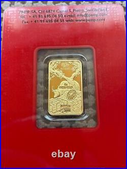 Pamp Suisse 5 Gram. 9999 Fine Gold Ox Lunar Bar, Lunar Calendar Series