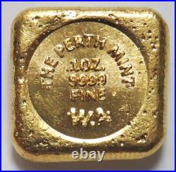 Perth Mint 1 Oz Gold 999.9 Fine Swan Square Ingot Loaf Bar (vintage)