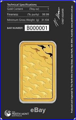Perth Mint 1 oz. 9999 Fine Gold Bar In Assay