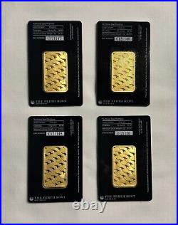 Perth Mint 4 1 oz Gold Bars Assayed&Certified Numbered Sequentially 99.99 Fine
