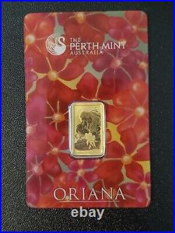 Perth Mint ORIANA Design 5 gram 5g Gold Bar. 9999 Fine (In Assay) SEALED