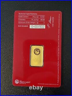 Perth Mint ORIANA Design 5 gram 5g Gold Bar. 9999 Fine (In Assay) SEALED