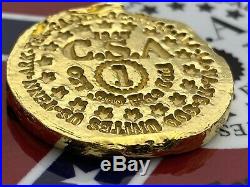 PolarBearPours 1 OZT Hand Poured Confederate Gold Coin Bar. 999 Fine Au Fantasy