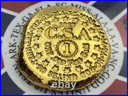 PolarBearPours 1 OZT fine lost Confederate Gold Coin Bar Fantasy Hard CSA COA