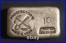 Prospector's Gold And Gems 10 Oz. 999 Fine Silver Poured Bar Lot 080730