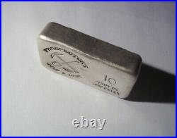 Prospector's Gold & Gems 10 Oz Silver Bar Rare 999 Fine Hand Poured Loaf Bullion