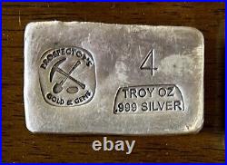 Prospector's Gold & Gems 4 oz TROY SILVER BAR. 999 Fine Silver