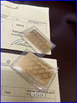 QTY-2 Gold Bar 1 oz. Credit Suisse 99.99 Fine in Assay 1980 With Papers