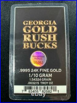 Qty 15 Georgia Gold Rush Bucks 0.1 Gram Gold Bar. 9995 24k Fine Gold Bullion