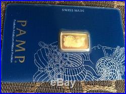Qty, 1. 2.5 gram Gold Bar PAMP Suisse Fortuna 999.9 Fine in Sealed Assay