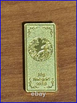 RARE 10 gram Gold Bar 999.9 Fine in Capsule With Assay Very Hard To find Bar
