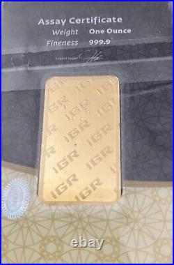 RARE 1 Troy Oz. IGR Gold Bar (Istanbul Gold Refinery) 999.9 Fine in Sealed Assay