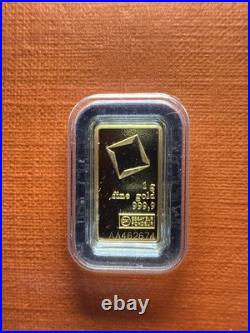 RARE 1 gram Fine Gold Bar Valcambi 999.9 Credit Suisse 24 carrot certified