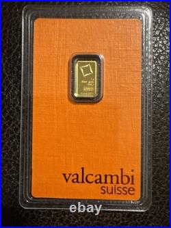 RARE 1 gram Fine Gold Bar Valcambi 999.9 Credit Suisse 24 carrot certified
